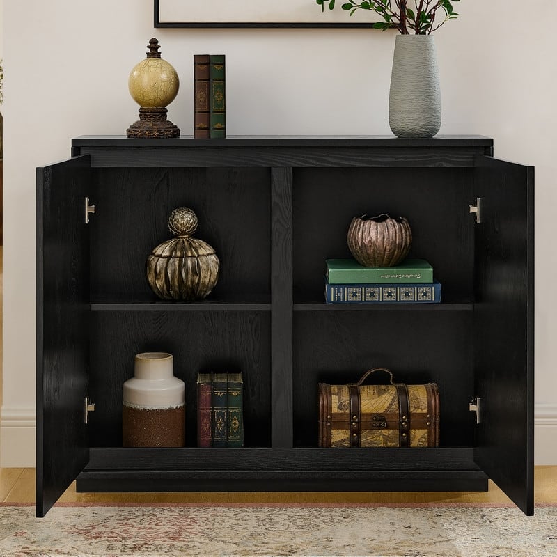 Mid Century Modern V-shape Storage Cabinet, Buffet Cabinet with Storage, Narrow Side Cabinet