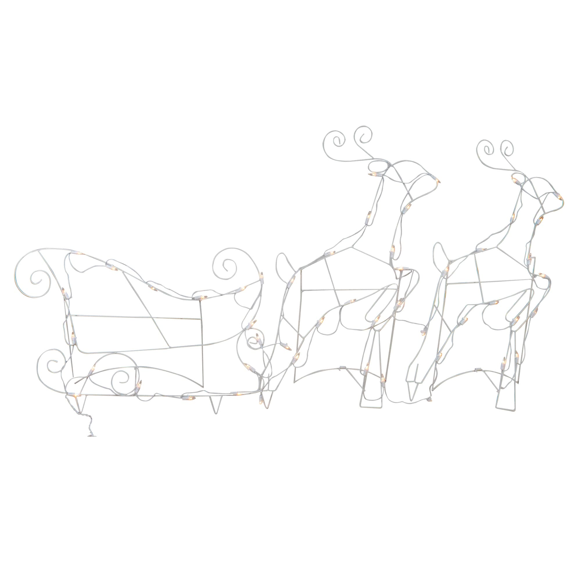 3-Piece Lighted Reindeer and Sleigh Outdoor Christmas Decoration Set - 74.5"