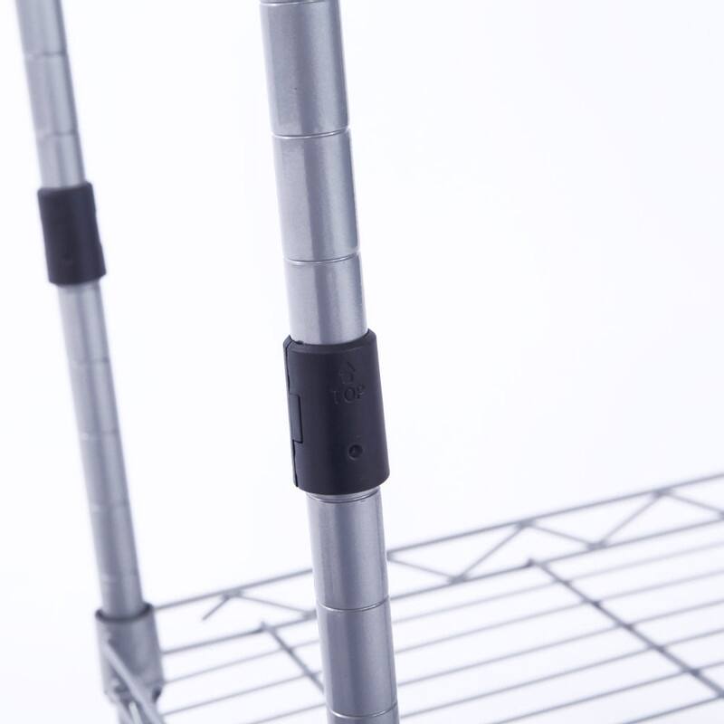 Rectangle Carbon Steel Metal 4-Shelf Storage Rack Silver
