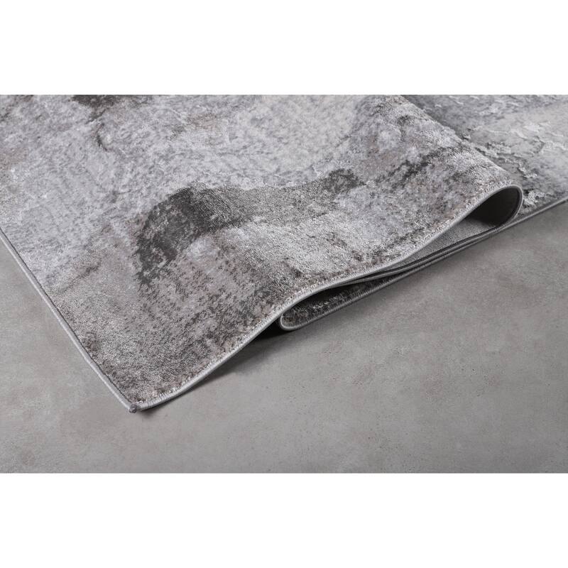 Hania Collection Grey Modern Abstract Area Rug
