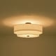 preview thumbnail 54 of 57, French Country Brass Round White Linen Drum Ceiling Light