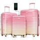 preview thumbnail 1 of 50, Luggage Set of 3, with USB Port, Cup Holder, Spinner Wheels Pink