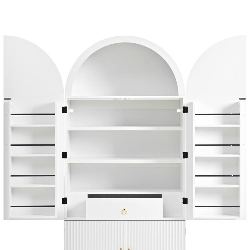 Arched 72" Tall Kitchen Pantry Cabinet with 8 Door Shelves and 3 Adjustable Shelves for Kitchen Storage Solutions