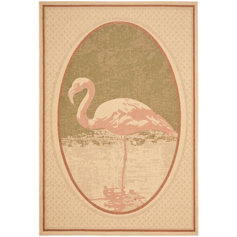 SAFAVIEH Key West Maryellen Sea Creature Indoor/ Outdoor Rug - 5'3" x 7'7" - Tan/Pink