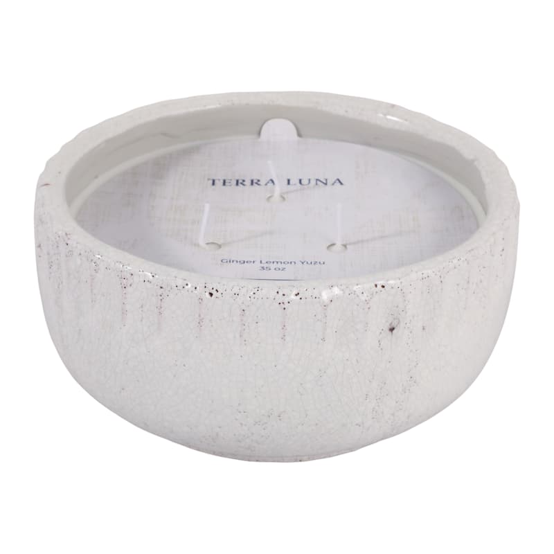 Decorative Distress Ceramic Ginger Lemon Scented Candle - 9.0"