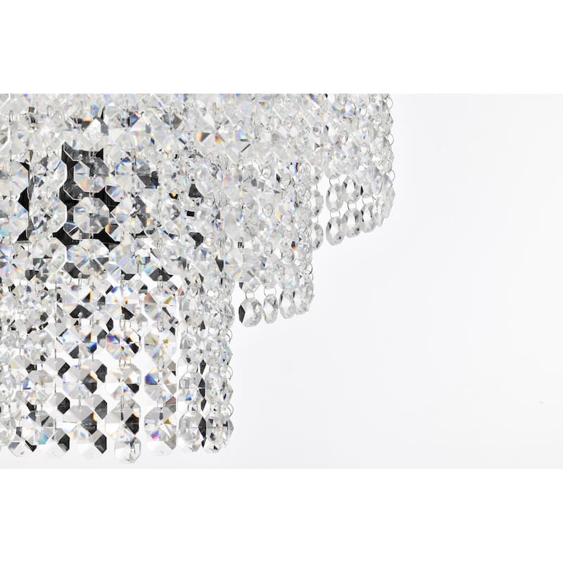 Antique Black Finish 4-Light Chandelier with Tier Cascading Crystals