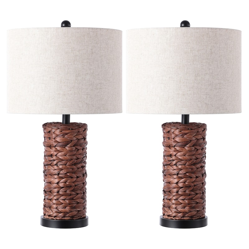 Enzo 25" Coastal Water Hyacinth LED Table Lamp, (Set of 2), by JONATHAN Y