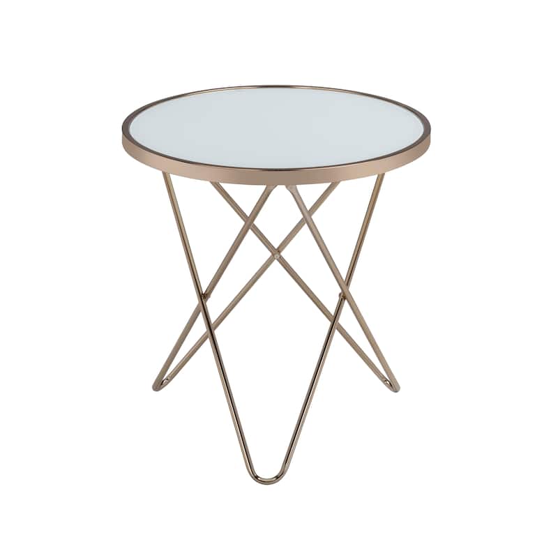 Valora Frosted Glass Top & Champagne Finish End Table
