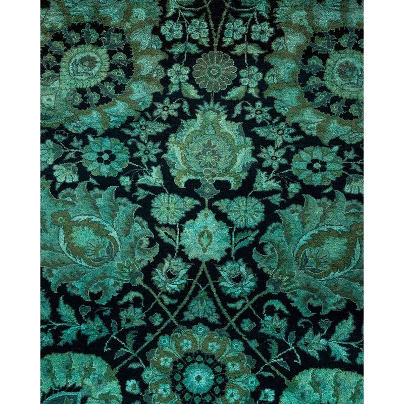 Overton Hand Knotted Wool Vintage Inspired Modern Contemporary Overdyed Black Area Rug - 8' 4" x 10' 3"