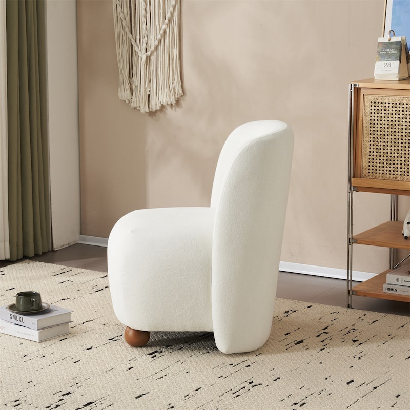 Modern Low Back Accent Chair, Upholstered Armless Living Room Lounge Chairs with Round Pine Wood Feet for Bedroom