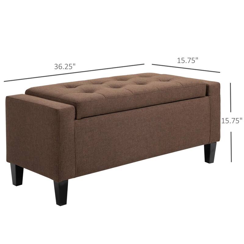 Upholstered Hidden Storage Ottoman Bench with Button Tufted, Lift Top