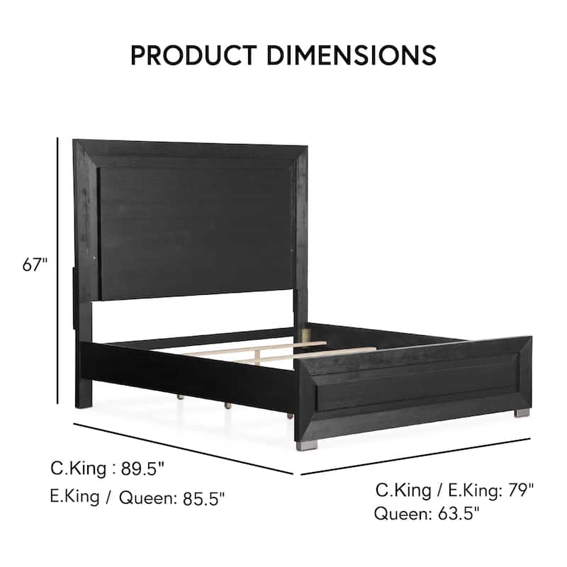 Furniture of America Alaric Modern Black Solid Wood 3-Piece Bedroom Set with 69-inch Makeup Vanity and Nightstand