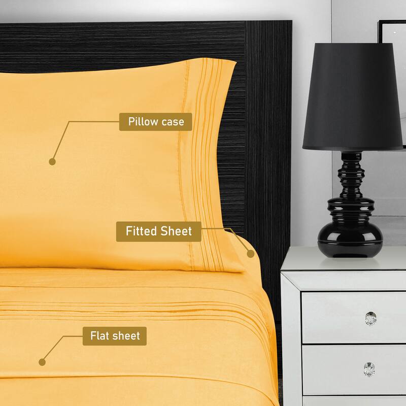 Superior Embroidered Microfiber Deep Pocket Bed Sheet Set