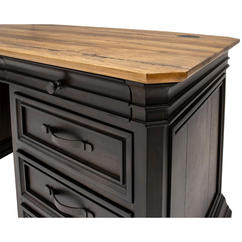 Double Pedestal Executive Desk, Fully Assembled, Brown