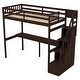 preview thumbnail 22 of 24, Twin Size Wooden Loft Bed with Storage Staircase and Built-in Desk,Modern Style
