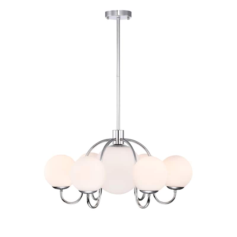 Dalia 26 Inch Chome Polish Opaque Glass Chandelier with 7 Light