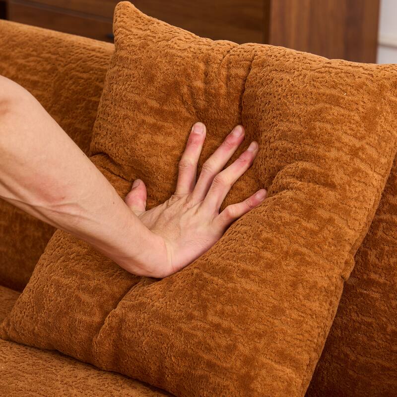 98.4" Chenille L-Shaped Sectional Sofa with Chaise & Pillows
