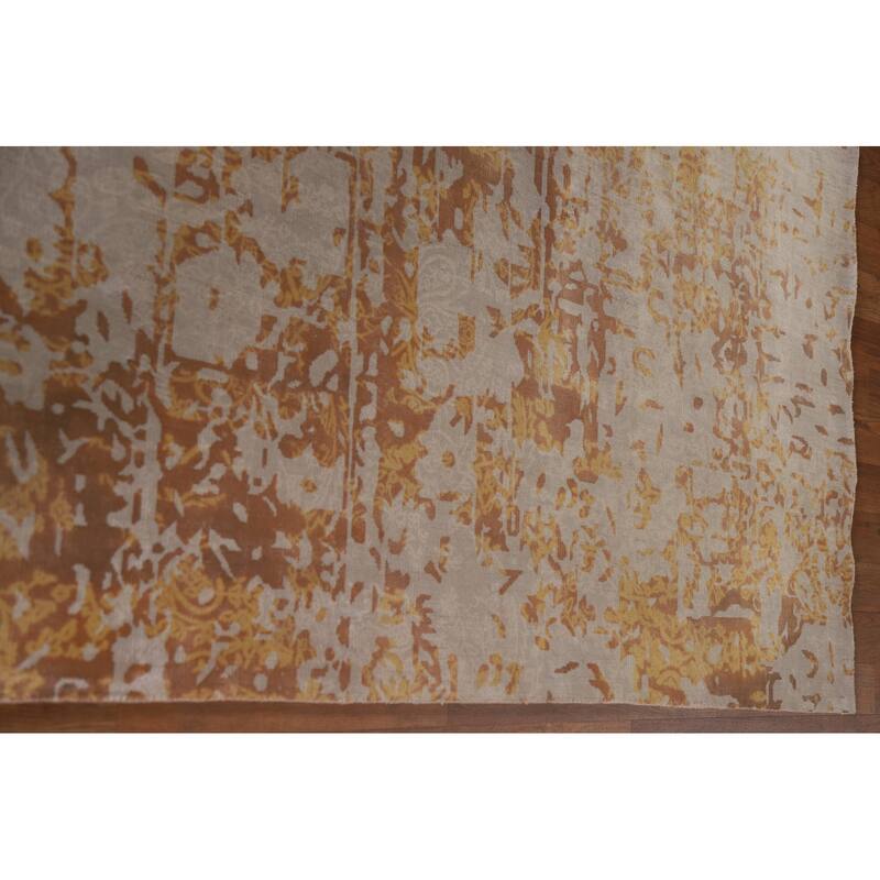 Beige Modern / Abstract Area Rug Hand-Knotted Wool Carpet - 7'11"x 10'1"
