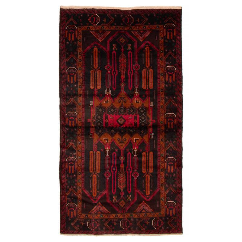 Teimani Black, Red Rug 3'10" x 7'5" - 3'10 x 7'5 - Black/ Red - 3'10 x 7'5