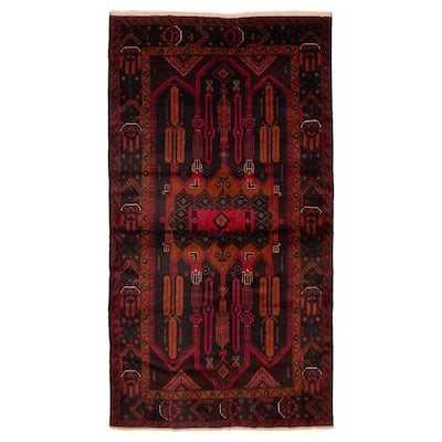 Teimani Black, Red Rug 3'10" x 7'5" - 3'10 x 7'5