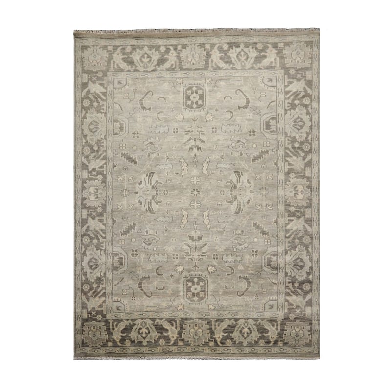 LoomBloom Muted Turkish Oushak Hand Knotted Area Rug Gray Color