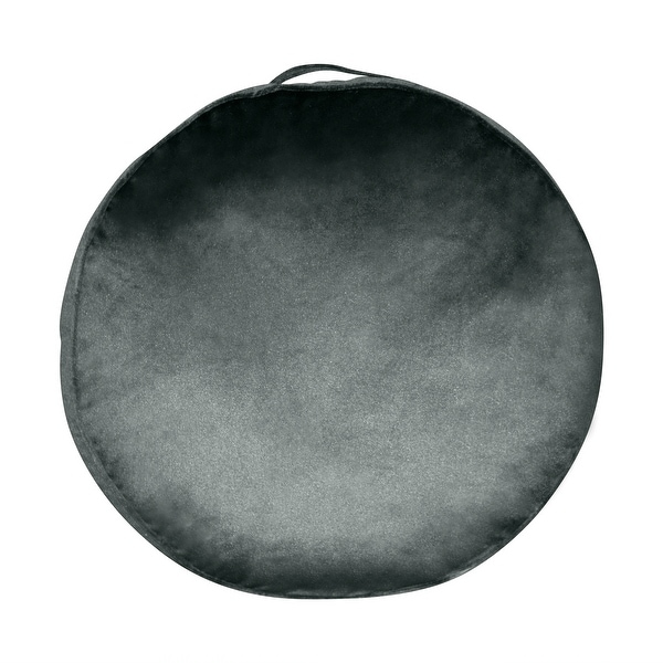 Edie At Home Velvet Round Decorative Floor Throw Pillow Black