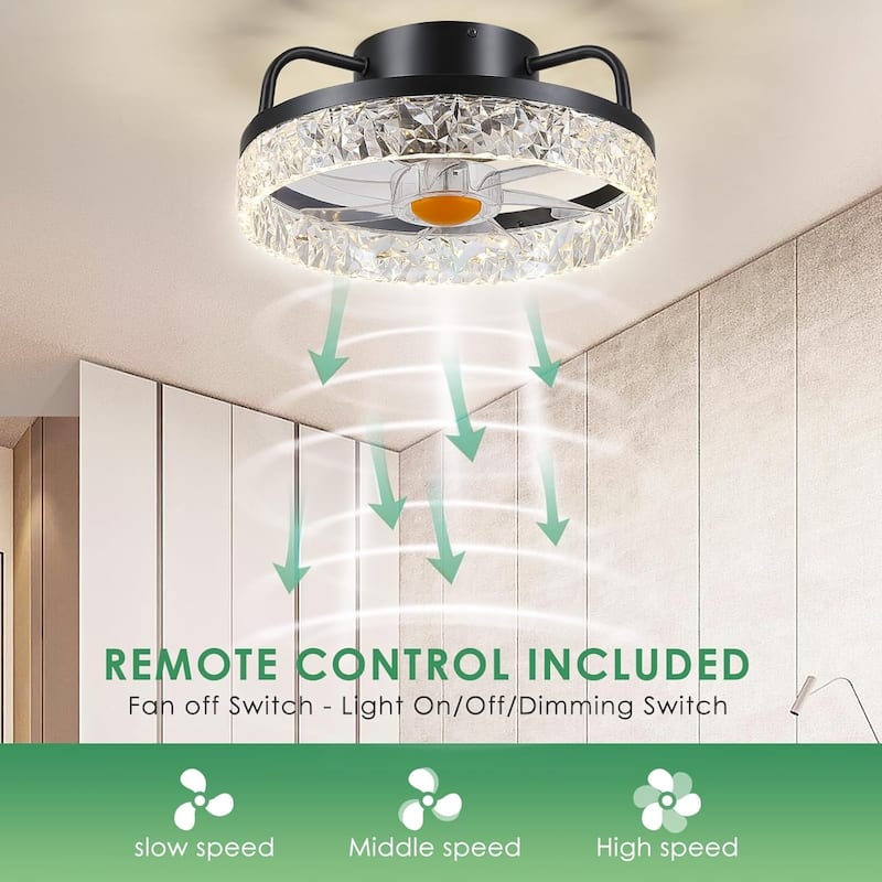 KAYLA 20.86'' Modern Flush Mount Ceiling Fans, Low Profile Ceiling Fan with Lights, Dimmable, APP Control, 6-Speed - N/A
