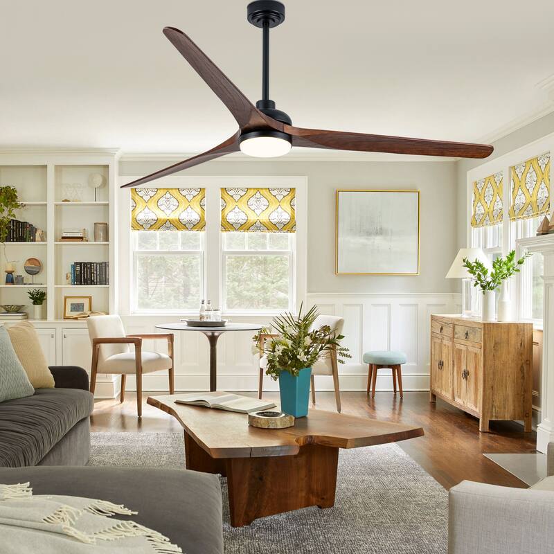 Cusp Barn 72" Outdoor/Indoor Large Black Ceiling Fan with Lights and Remote, Farmhouse Reversible DC Motor Wood Ceiling Fan