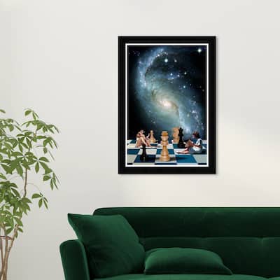 Wynwood Studio Prints Astronomy and Space Playing the Game Blue and Dark Blue Bohemian & Eclectic Wall Art Canvas Print