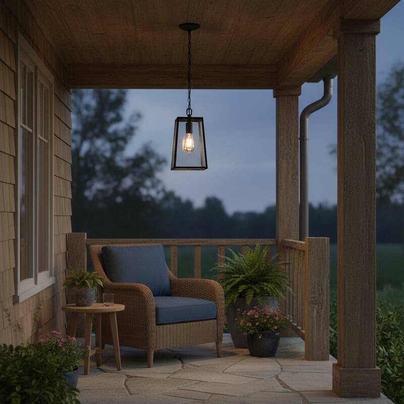 1 Light Outdoor Hanging Lantern in Imperial Black Finish - Imperial Black