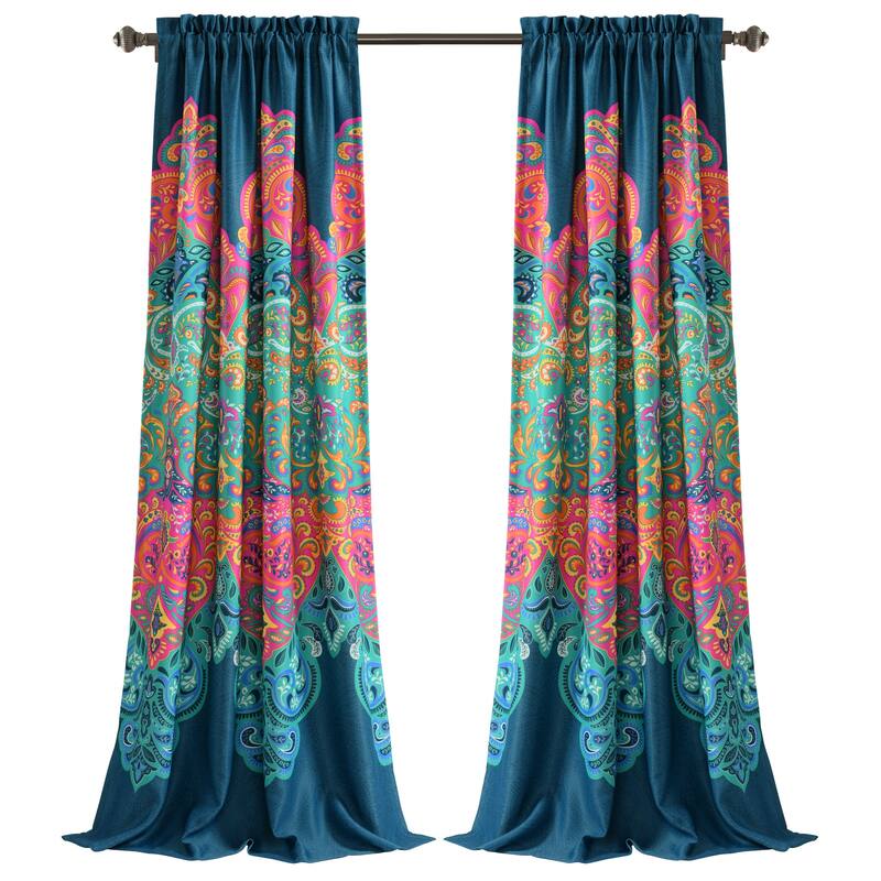 Lush Decor Boho Chic Room Darkening Window Curtain Panel Pair