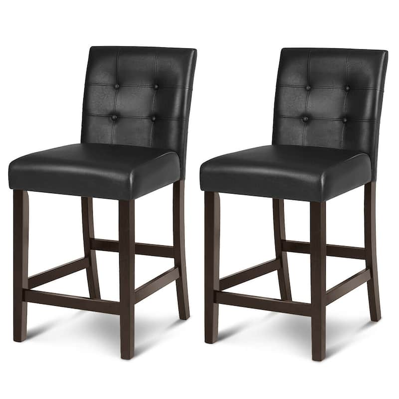 Gymax Set of 2 Bar Stools 25inch Counter Height Barstool Pub Chair - See Details - Counter Height - Black - Set of 2