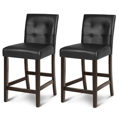 Gymax Set of 2 Bar Stools 25inch Counter Height Barstool Pub Chair - See Details