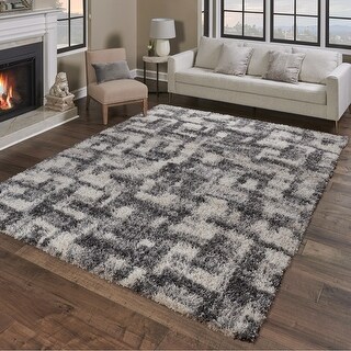Gertmenian Anjou Abstract Grey Modern Geo Shag Area Rug - Bed Bath ...