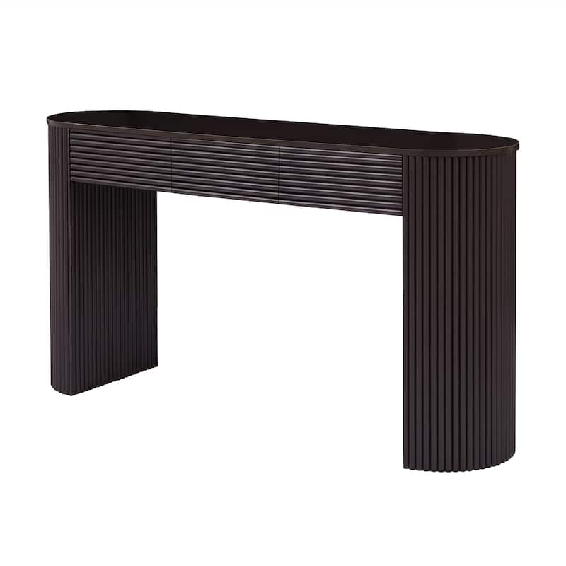 Christopher Knight Home - Maravelle MDF 3 Drawers Console Table with Round Slat Texture and Storage