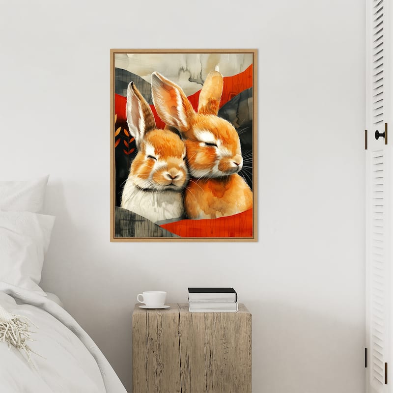 Sleepy Bunny Abstract by Justyna Jaszke Framed Canvas Wall Art