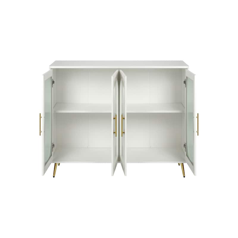 Wood TV Stand with Storage Cabinet and Adjustable Shelves - N/A