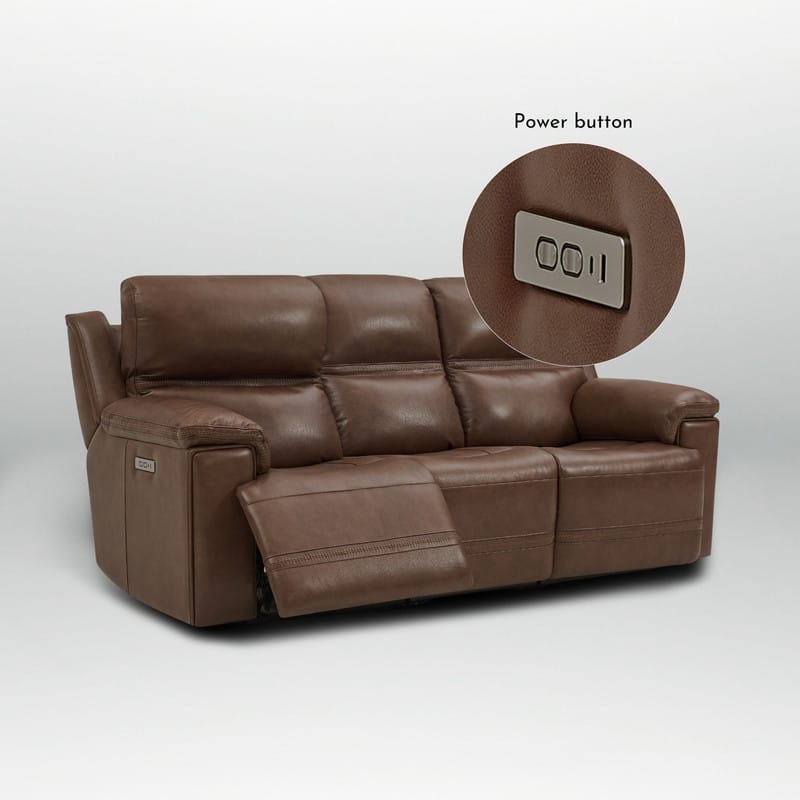Genuine Leather Dual Power Sofa with Zero Gravity, Adjustable Headrest, Footrest, USB/Type-C & Cross-stitching Detail