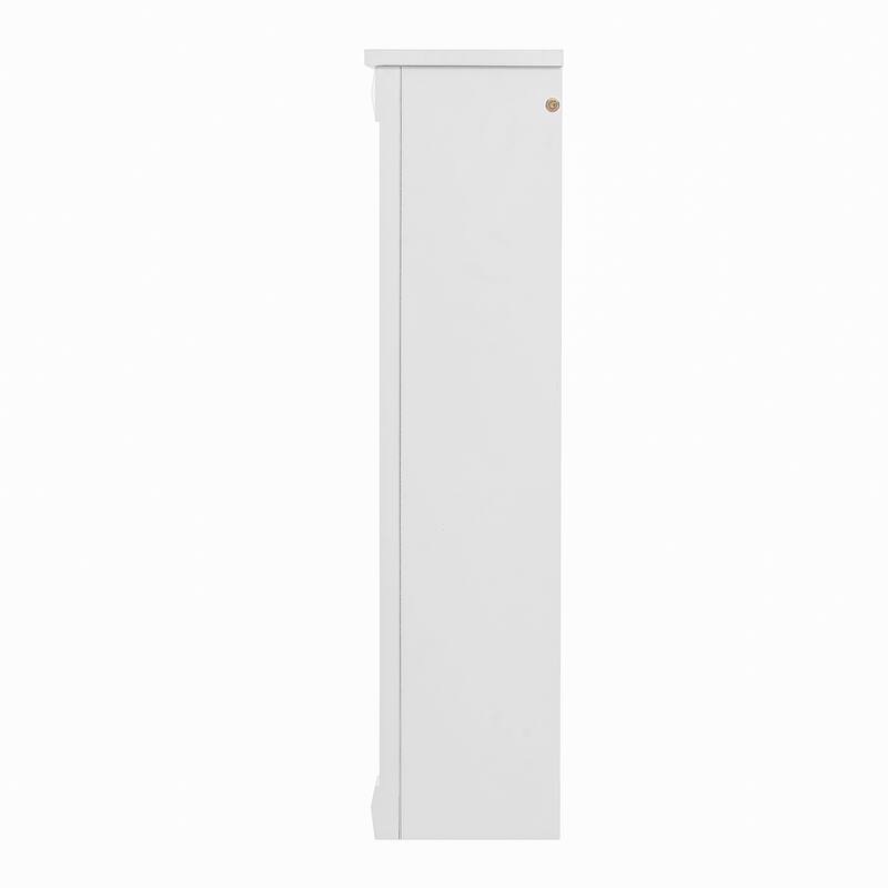 Roomfitters 42 Inch Wall Mounted Medicine Cabinet, Mirror Storage with 6 Open Shelves & Adjustable Interior Shelf, White