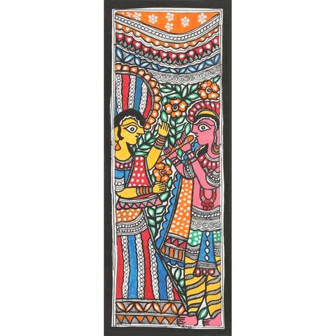 Novica Handmade Divine Love Madhubani Painting