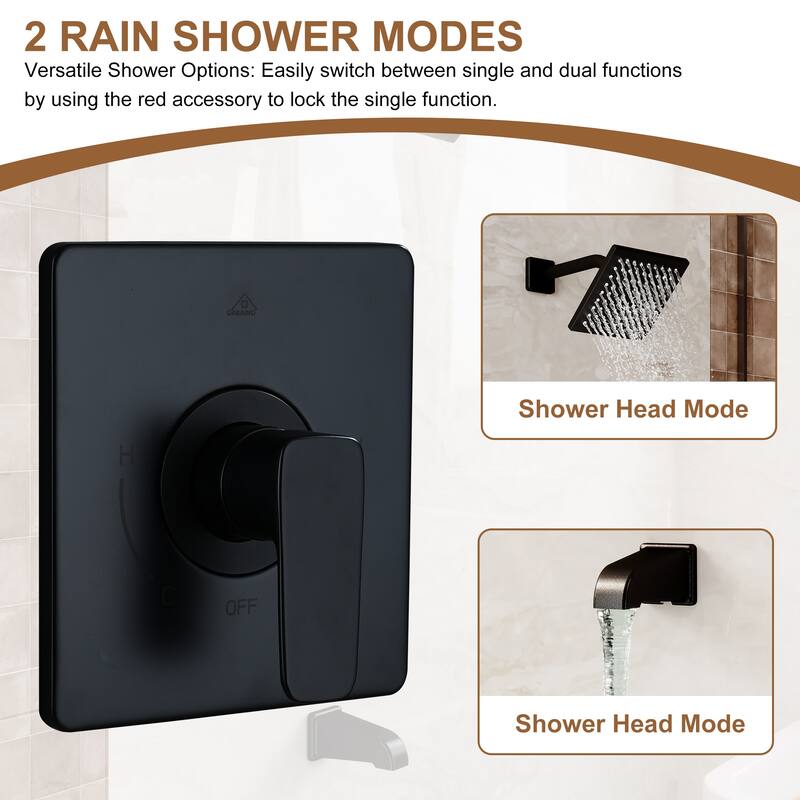 Single Handle 1-Spray Tub and Shower Faucet -Matte Black