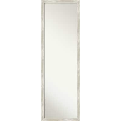 Non-Beveled Full Length On The Door Mirror - Crackled Metallic Frame - Crackled Metallic Narrow - Outer Size: 16 x 50 in