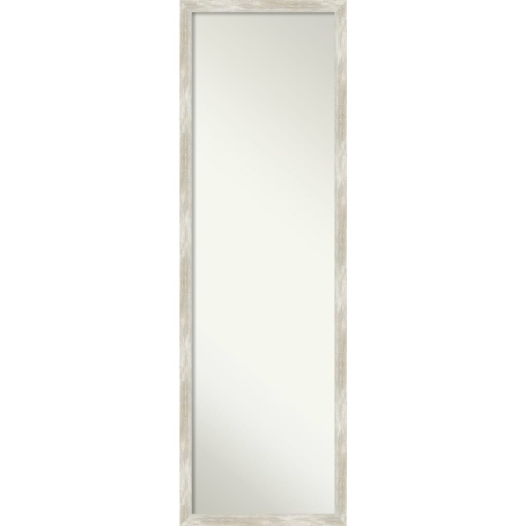 Non-Beveled Full Length On The Door Mirror - Crackled Metallic Frame - Crackled Metallic Narrow - Outer Size: 16 x 50 in