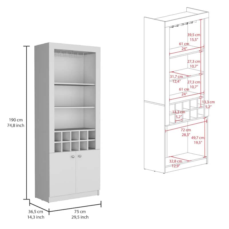 Nero Tall Bar Cabinet 4 Shelves.