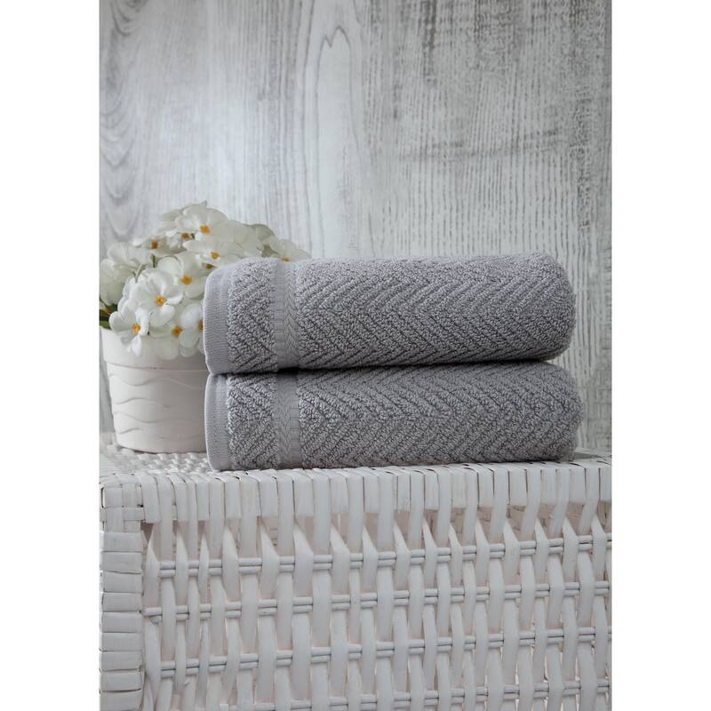 Ozan Premium Home 100% Turkish Cotton Maui Collection Luxury Hand Towels (Set of 2) - Light Grey
