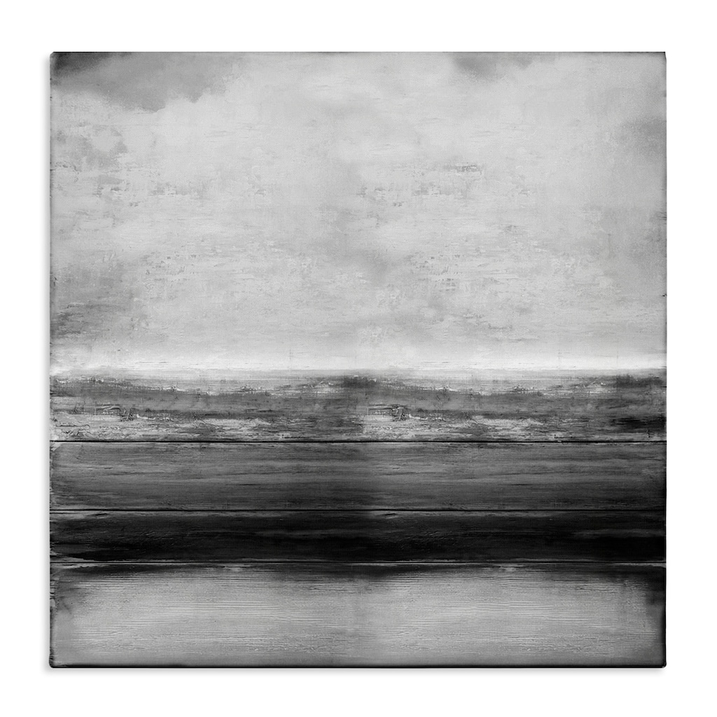 Stupell Monochromatic Grey Rustic Abstraction Layered Shades Canvas Wall Art