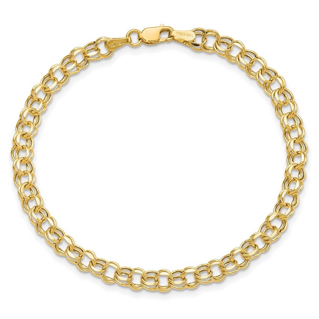 Curata 14k Gold 4.5mm Solid Double Link Charm Bracelet