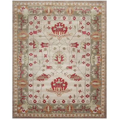 Hand Tufted Arts & Crafts 100% Wool William Morris Traditional Oriental Area Rug Beige,Dusty Green Color