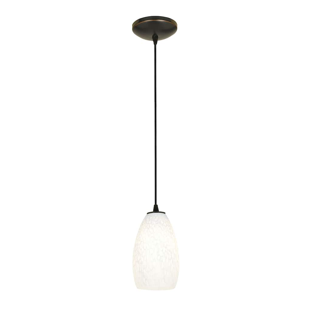 Access Lighting Champagne 1-Light Glass Pendant - Cord - Oil Rubbed Bronze Finish - White Stone Glass Shade - Incandescent