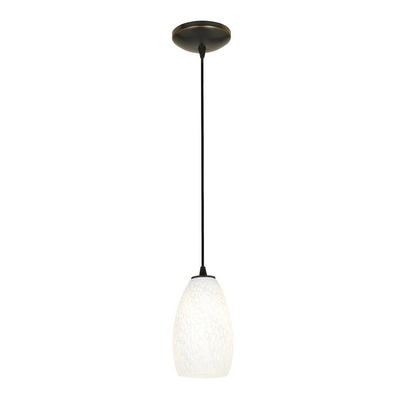 Access Lighting Champagne 1-Light Glass Pendant - Cord - Oil Rubbed Bronze Finish - White Stone Glass Shade - Incandescent - Oil Rubbed Bronze